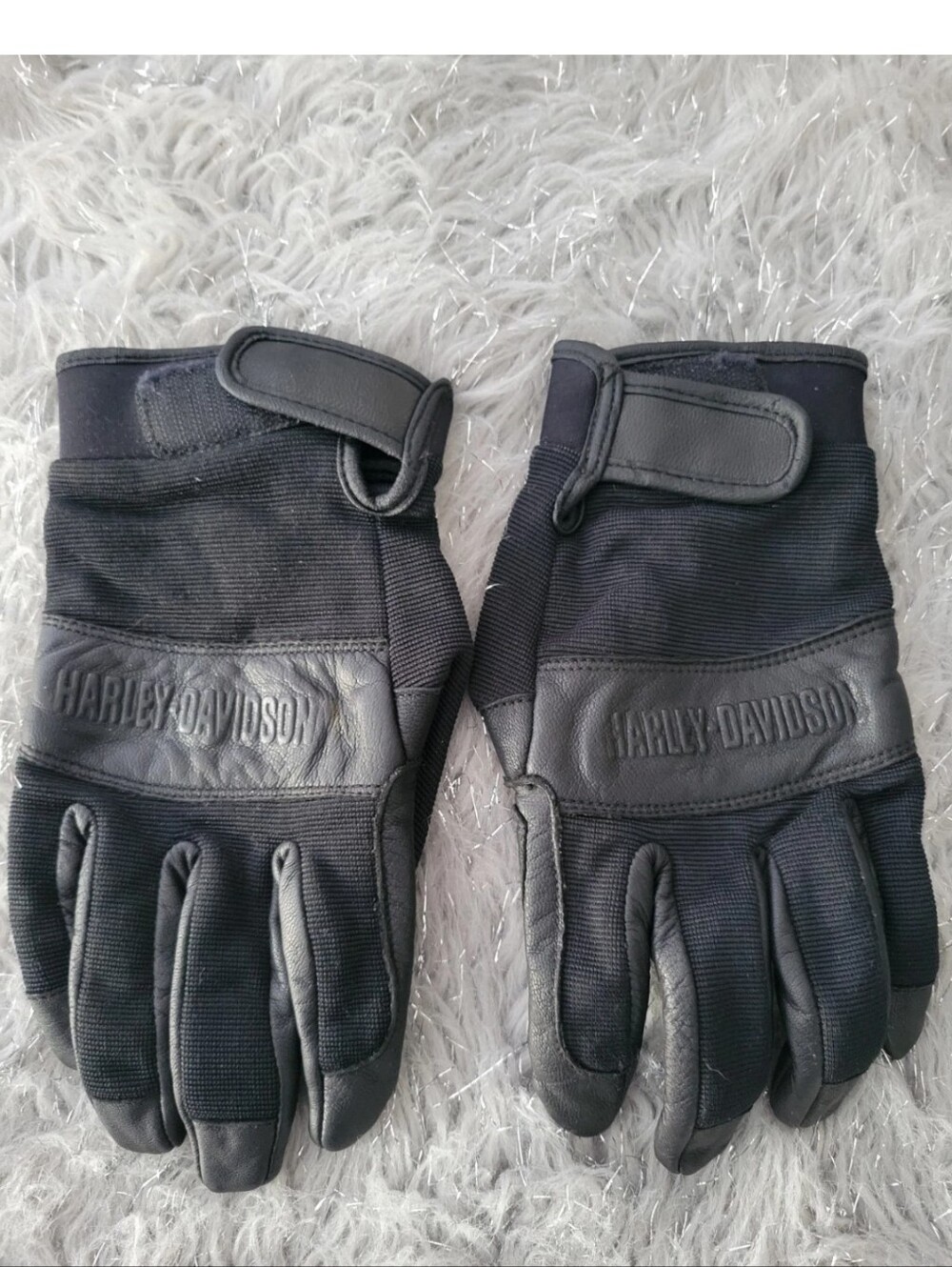 Harley Davidson Full Finger Riding Gloves Leather Mesh Mixed Media Black Mens L